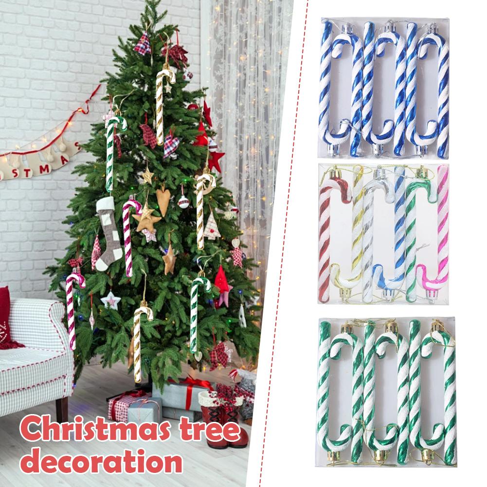 Christmas Tree Candy Decorations 6PCS Plastic Candy Cane Hanging Ornament 2025 Xmas Home Party Supplies Decor