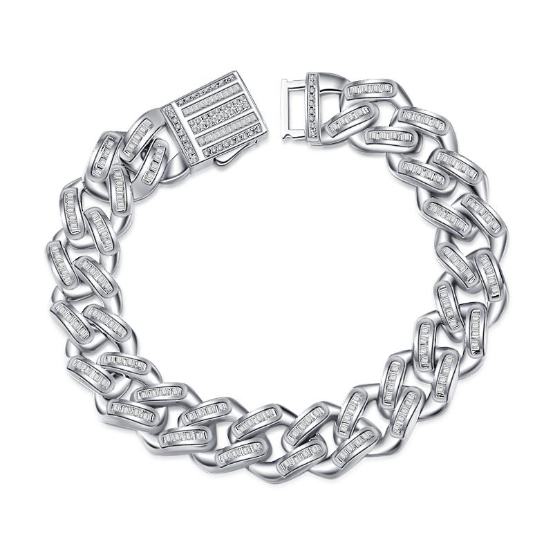 Men s Women s Bracelets Ice Out Diamond Miami Cuban Chain Hip Hop Jewelry 20 cm серебряный