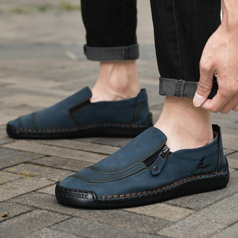 Spring Summer White Men's Retro Shoes Size 38-48 Breathable Leather Loafers Men Slip-on Casual Shoes for Men mocasines de hombre