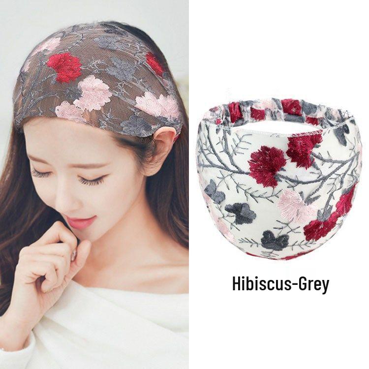 Spring & Summer Women's Embroidered Wide Headband - Sweet Korean Style Hair Accessory