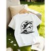 Europäische Größen Einfaches Kinder-T-Shirt mit Rundhalsausschnitt und Hai-Wellen-Print | Modisches Lässiges Strickoberteil, Perfekt für Frühling/Sommer, Normale Passform