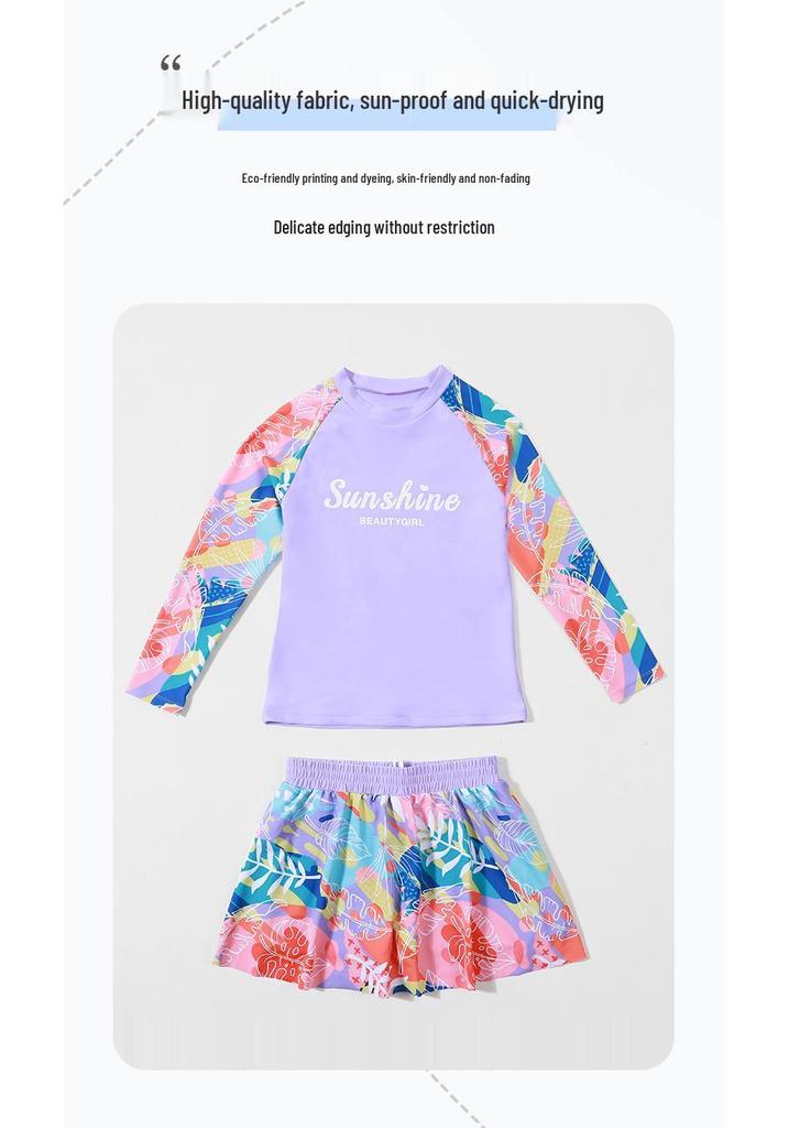 Girls' Quick-Dry Floral One-Piece Swimsuit with Sun Protection