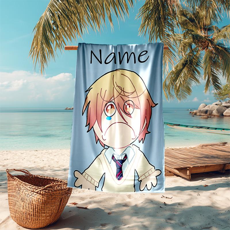 Personalized customized proof beach towel with Tsukasa Tenma pattern - soft, absorbent,quick-drying,perfect swimming,camping&bathing