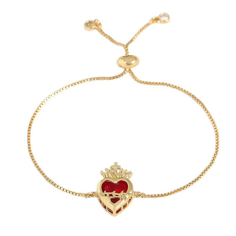 Fashion Heart-shaped Pendant Bracelet, Holy Heart Cross Bracelet, Versatile and Sweet Accessory