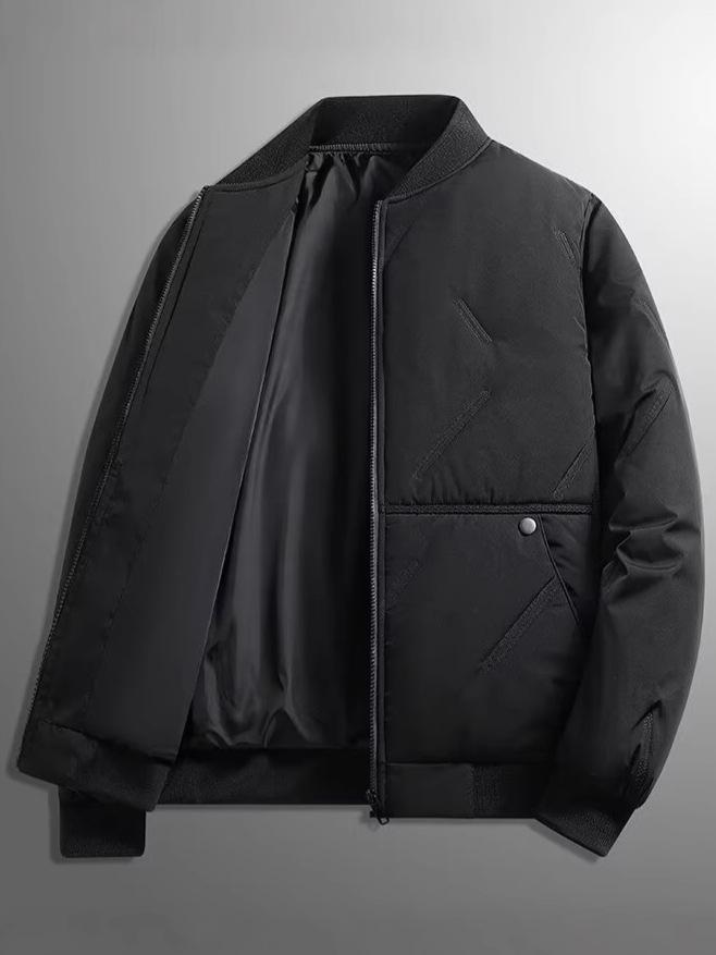 Chao Lun Bu Men's Thick Stand Collar Jacket - High-End Autumn/Winter Warm Cotton Dad Coat