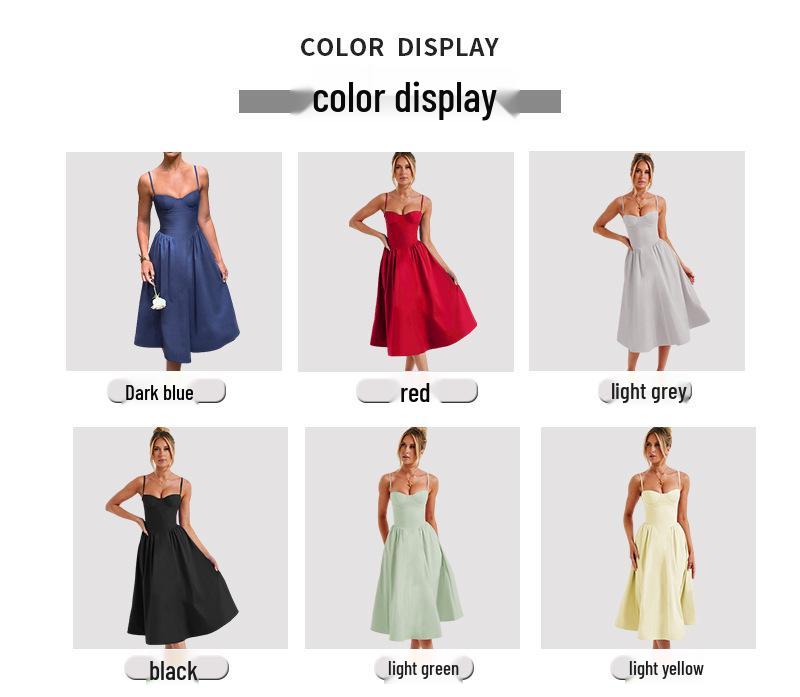 European American Women's Spring/Summer 2026 Sexy Spaghetti Strap Open-Back Slimming Dress