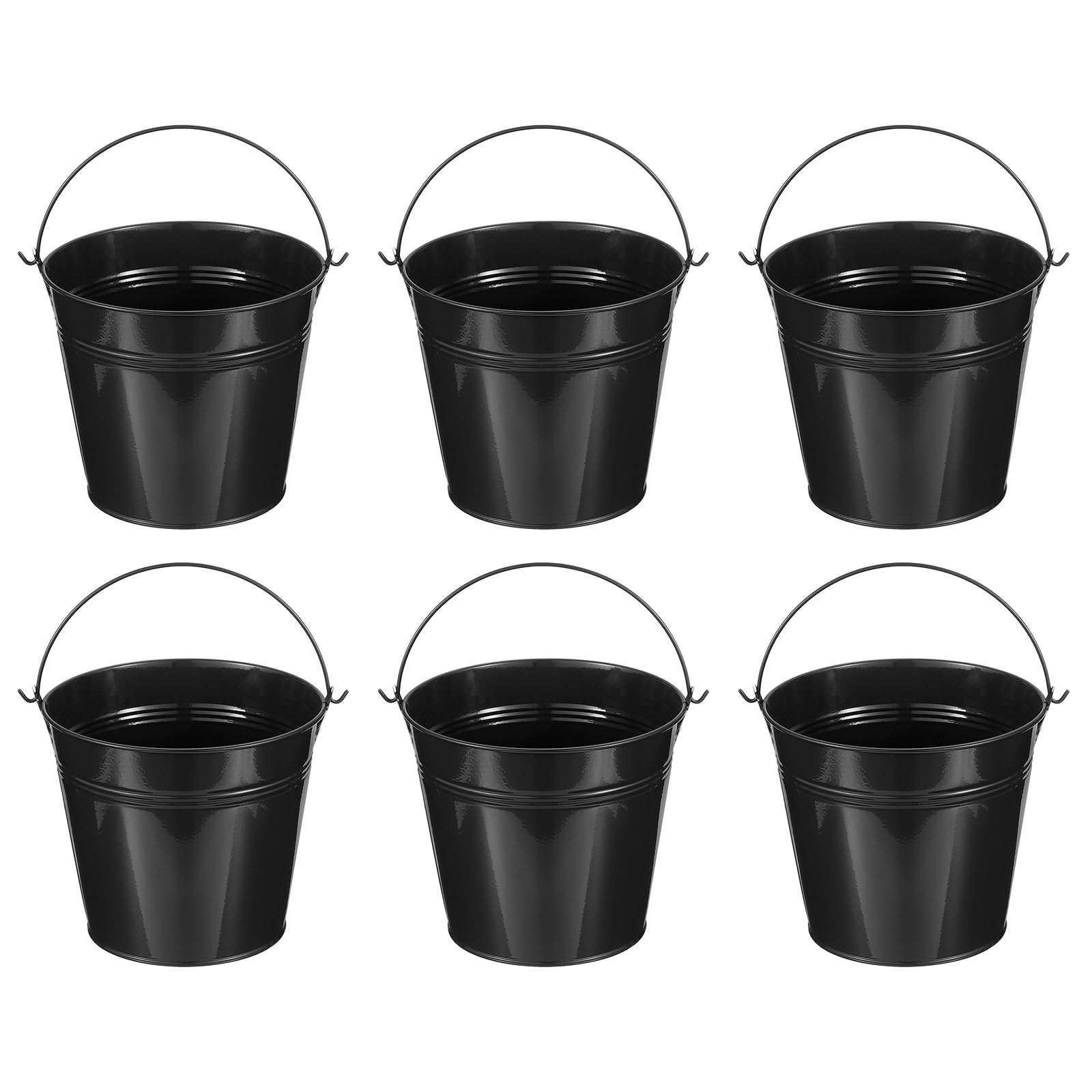 

PATIKIL Маленькие металлические ведра с 6 мини-оцинкованными ведрами для поделок, вечеринок, сувениров, черные 5,9 x5,1 ручки, украшение,