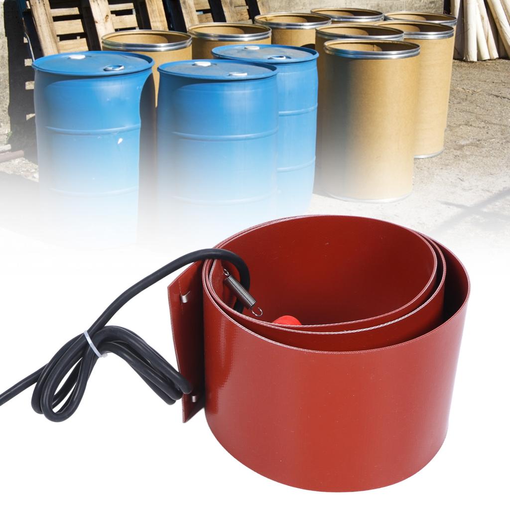 Metal Drum Heater Silicone 200L 1000W 30‑150 Celsius 125mmx1740mm Barrel Warmer Heating Band Pad EU Plug 220V
