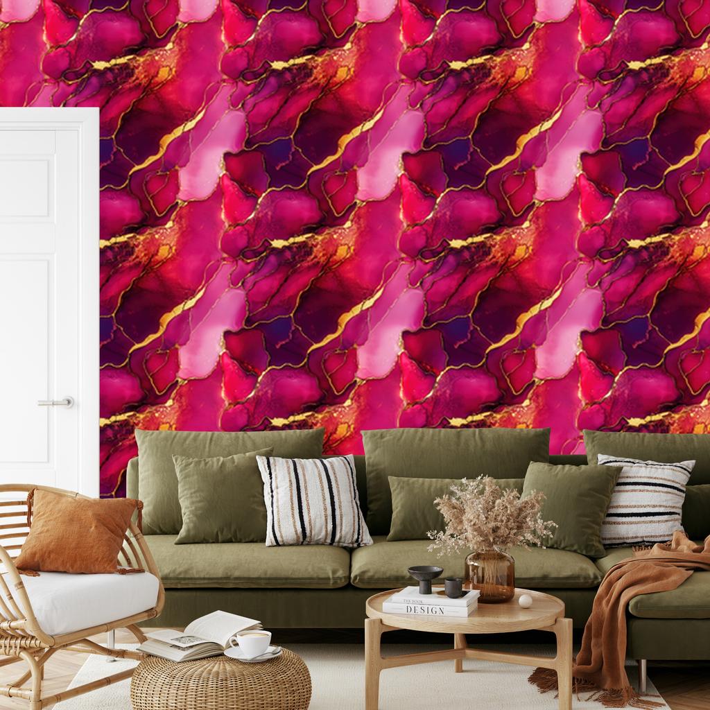 Ink Wallpaper Purple, Pink and Burgundy for Living Room and Bedroom 50x1000