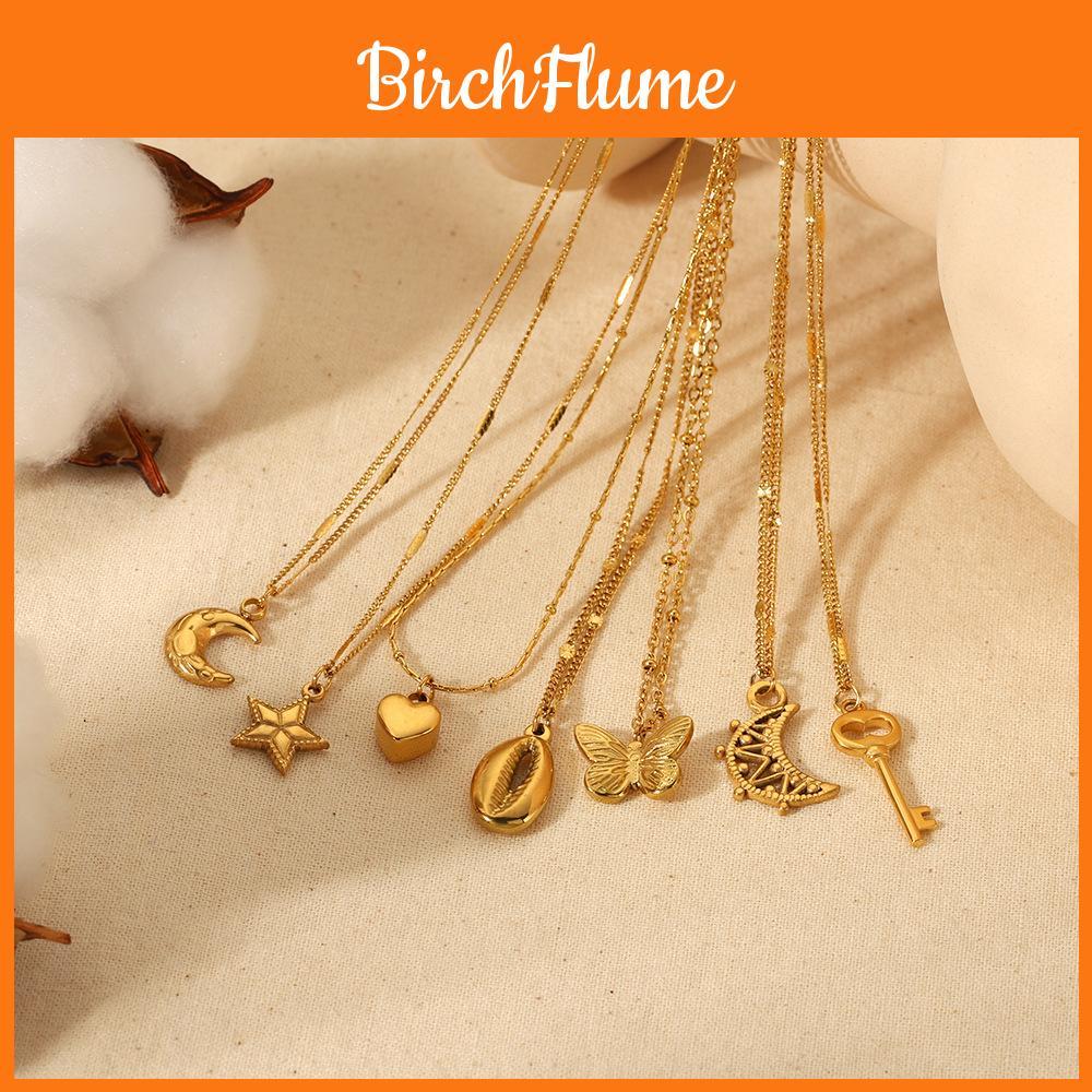 Collana con Ciondolo a Forma di Cuore in Acciaio Inossidabile per Donna con Ciondolo a Stella e Placcatura in Oro