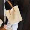 Women Top-Handle Bags Straw Summer Beach Straw Bucket Bag Woven Tote Purse Casual Travel Handbags for Women