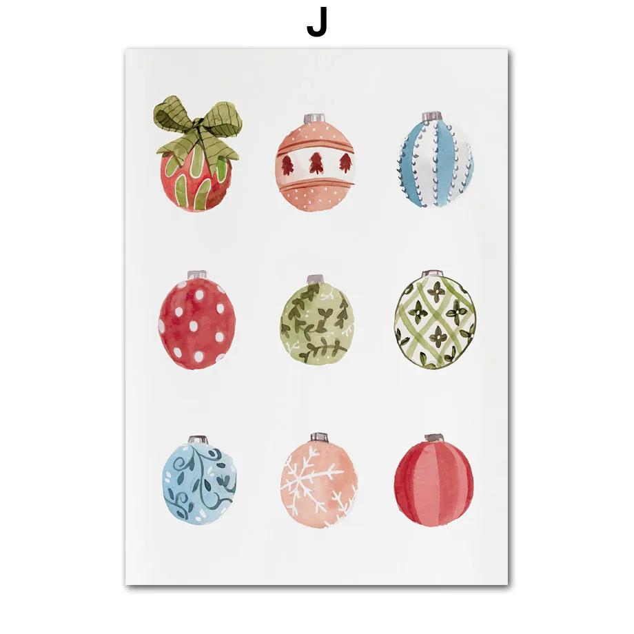 Cartoon Christmas Holiday Tree Balls Sock Snowman Car Wall Art Canvas Painting Posters And Prints Wall Pictures Kids Room Decor