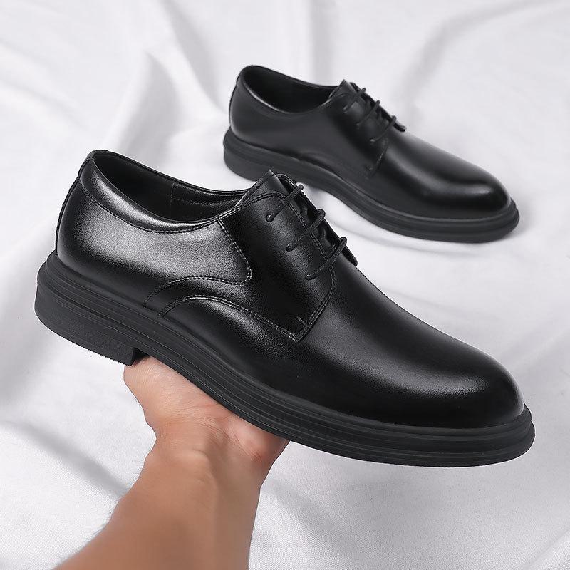 Wenzhou leather shoes custom men's heightening shoes custom 6CM heightening business dress leather shoes men's lace-up casual shoes
