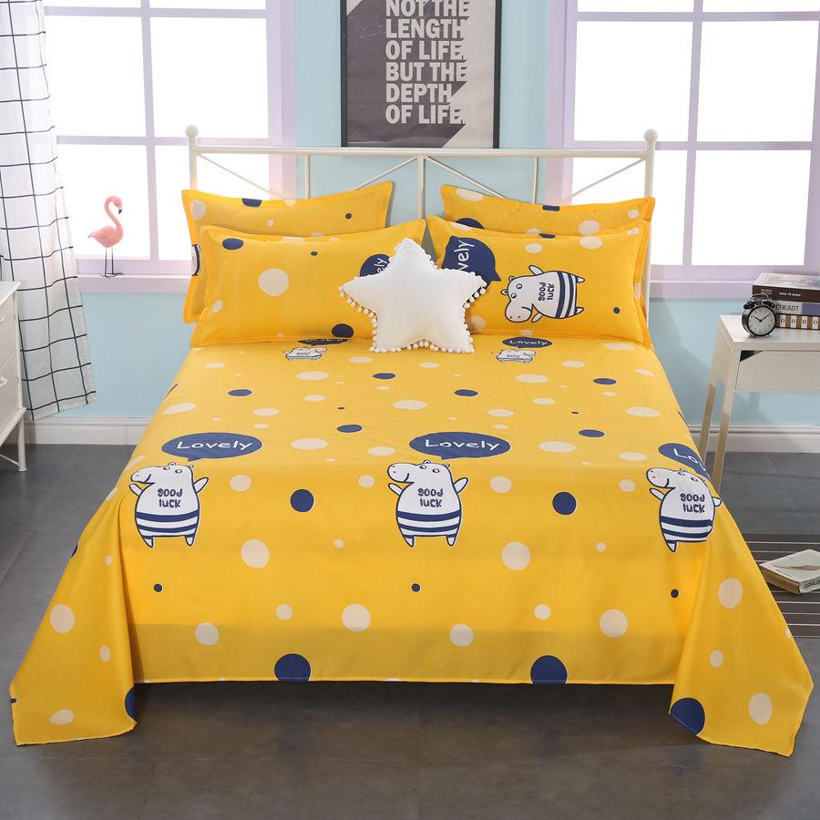 Simple Printed Simple Bed Sheet Single Piece Dormitory Pure Polyester Washed Cotton Single Double Bed Sheet