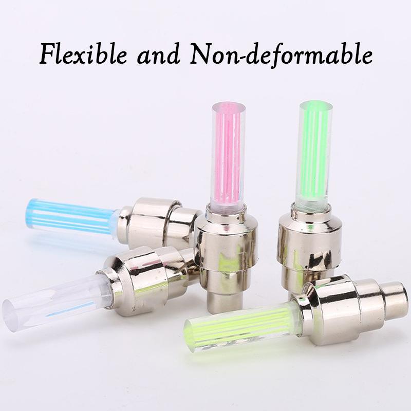 Colorful LED Bike Tire Valve Light Cycling Wheel Spoke Warning Light Bicycle Tyre Air Valve Cap Lamp Night Safety Accessory
