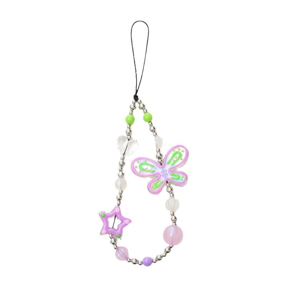 

Star Anti Loss Phone Lanyard Beaded Acrylic Chain for Phone Case Bowknot Phone Chain Mobile Phone