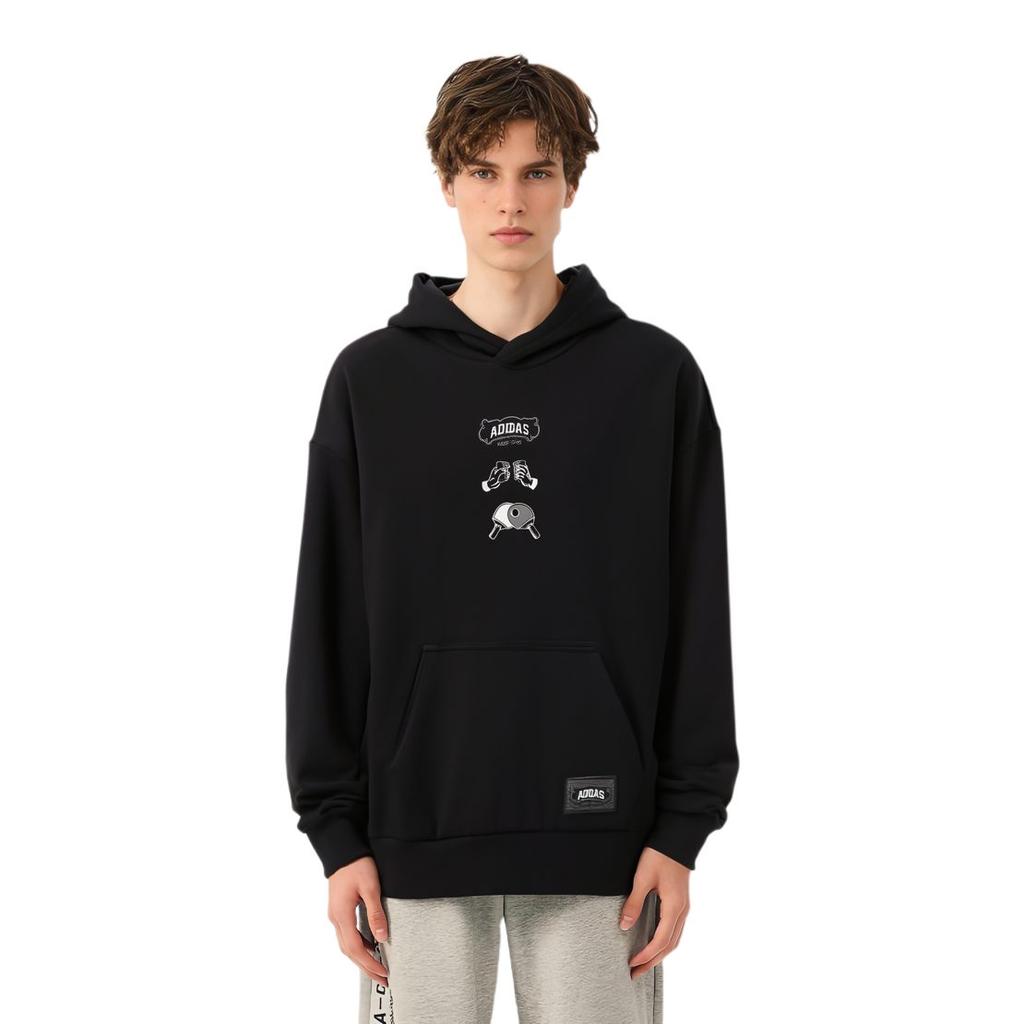 adidas Sweatshirts Men's Black Hooded Moderate Regular HE7466