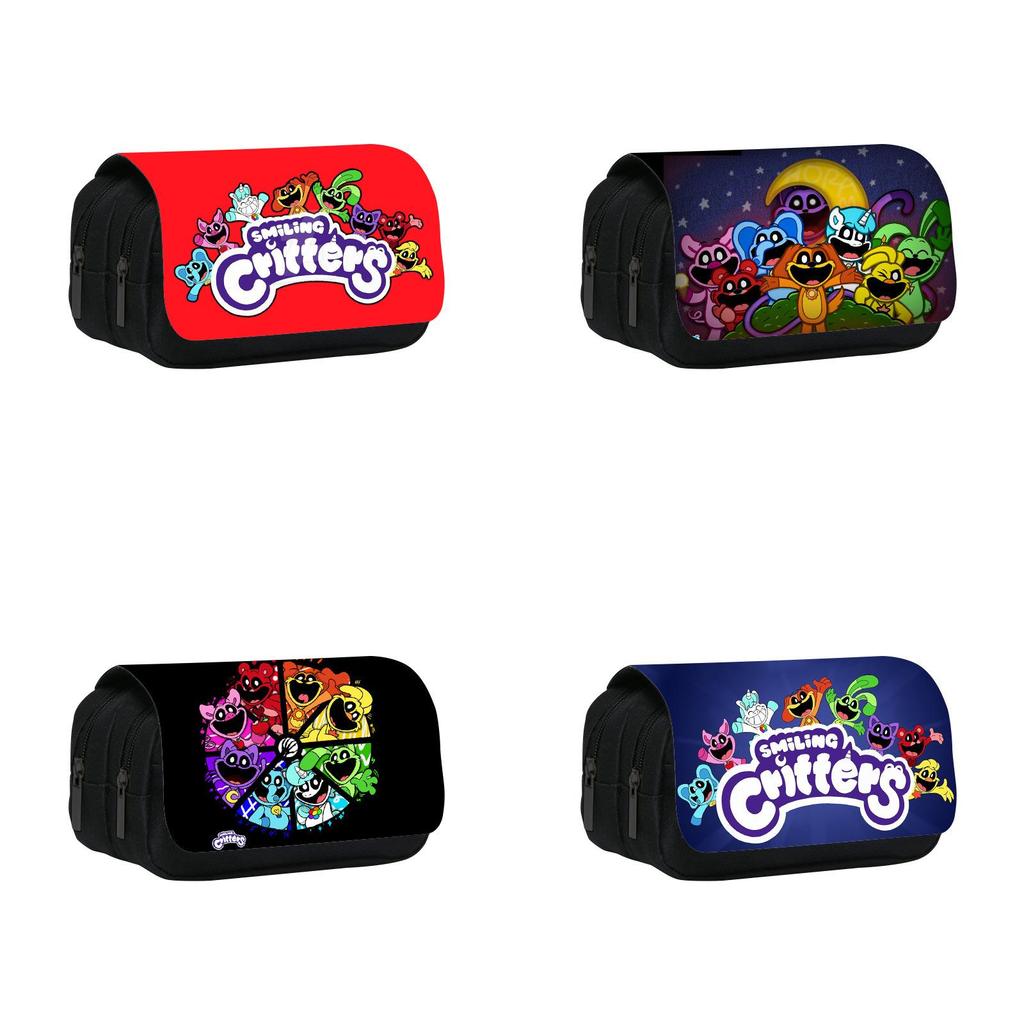Smiling Critters Kids Pencil Bag With Durable Nylon For School And Travel
