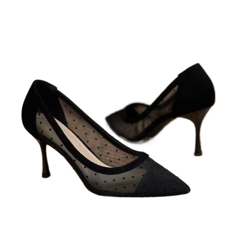 Fashion Women's Shoes 2025 Summer Fashion Pointy Mesh Breathable Stiletto Heel Shallow Sandals for Women Zapatos De Mujer Women Sandals