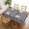 Elegant Gray Tile Square Pattern Tablecloth, Scalloped Fan Edge Rectangular Polyester Table Cover, Durable Fabric for Home