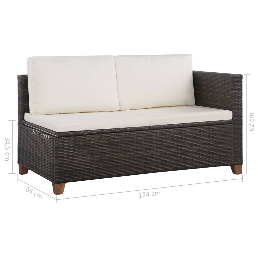 4 Piece Garden Lounge Set with Cushions Brown Poly Rattan