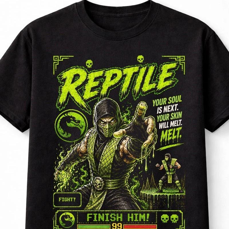 Reptile Mortal Kombat Retro Arcade Fighter Unisex TShirt S