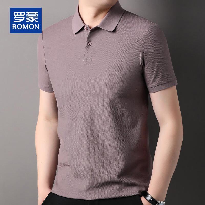 ROMON Men's Heavyweight Pure Cotton Short Sleeve Polo Shirt