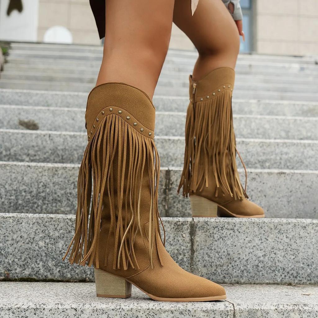 2024 Fall New Women's Boots Fashion Fashion Shoe Sexy Mid-calf Boots Big Size 36-43