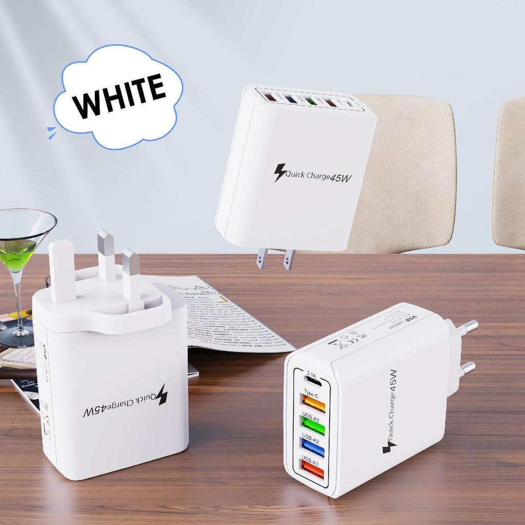 High-Power Multi-Port Universal PD Charger with US/EU Plug