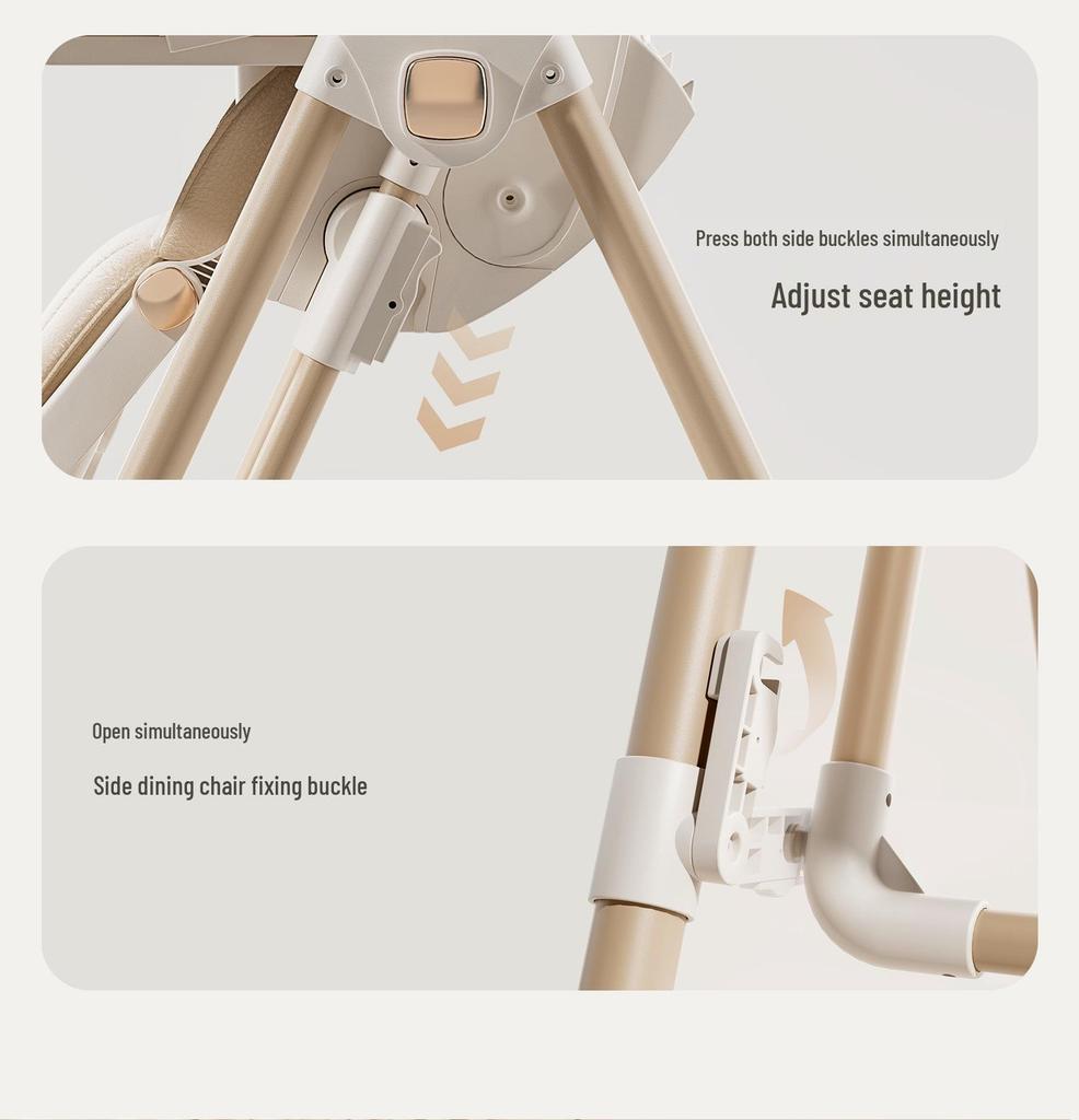 Compact Multi-Functional Baby High Chair: Recline, Fold, and Rock - Portable 2-in-1 Eating and Relaxing Chair for Infants