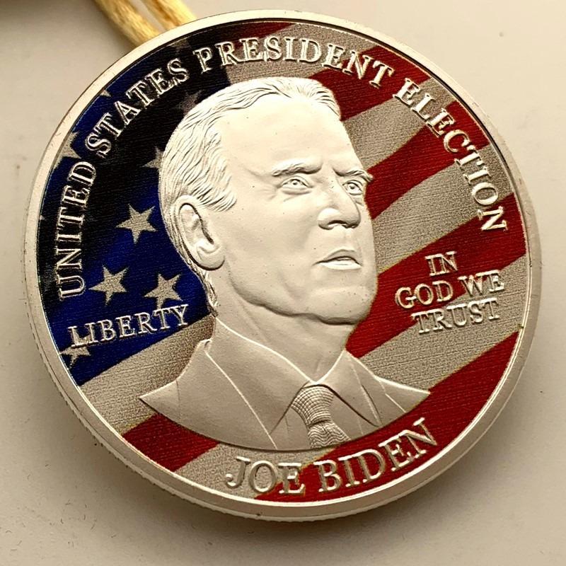 Zlatá mince, 2020 Biden Pozlacená pamětní mince, Sběratelská mince, Zlatá mince s postavou, Pamětní odznak mince