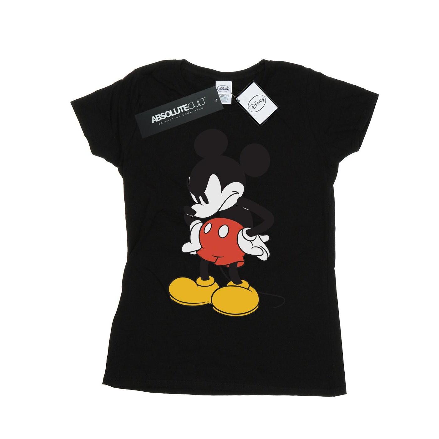 Disney Damen/Damen Mickey Mouse Angry Look Daunen-Baumwoll-T-Shirt L schwarz