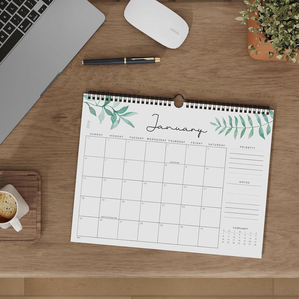 Jotsome Wall Calendar 2026, Monthly Calendar From Now to December 2026 14.2"x11.2", Aesthetic Wall Decoration in Home and Office for Easy Organizing