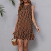 Women's Polka Dot Ruffled Sleeveless Dress Summer Fashion Crew-neck A-line Dress