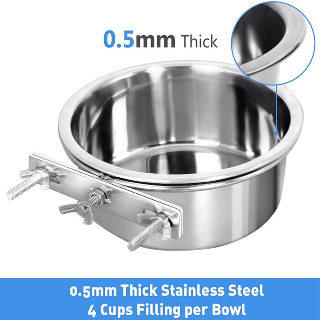 Cage Cats Water Food Dispenser Bowl for Small Animals Rabbit Stainless Steel for Pets Cage Mount Hanging Bowls