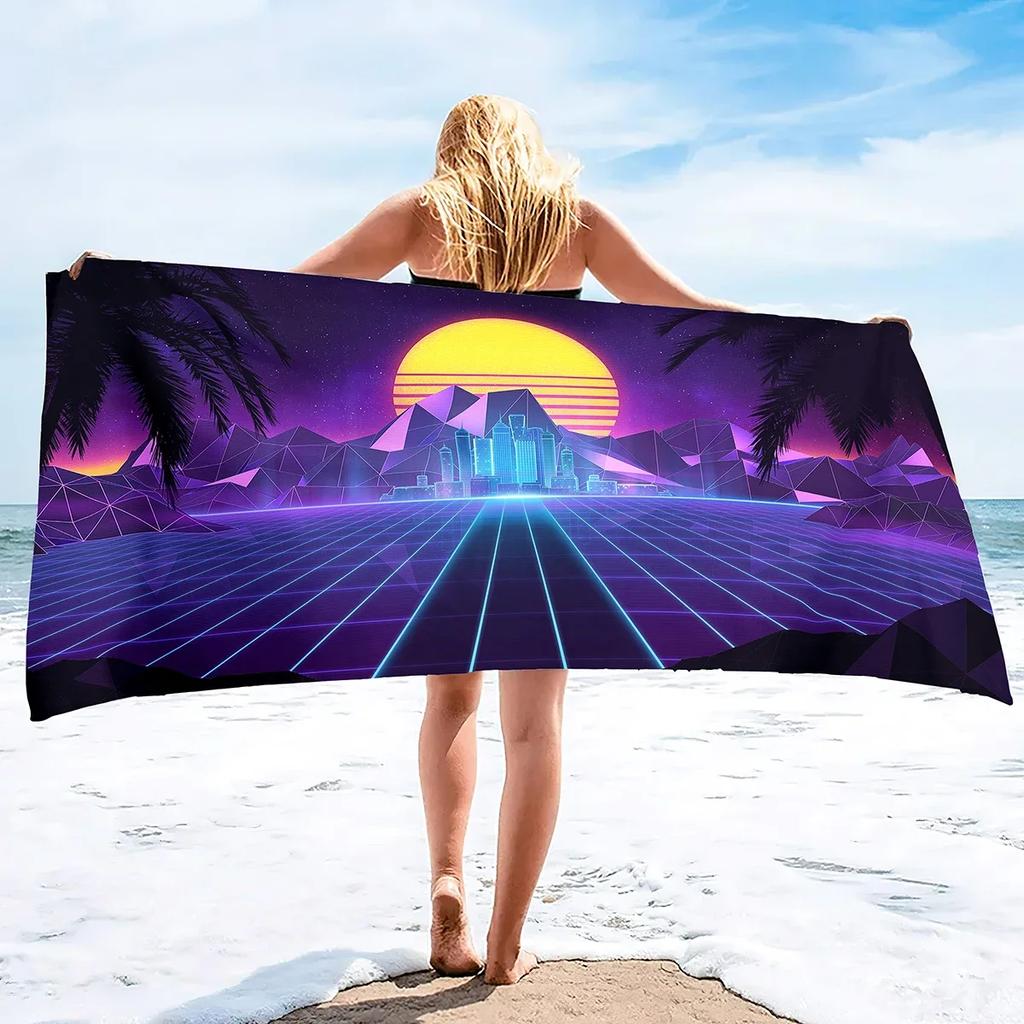 Neon Palms Beach Towel Quick Fast Dry Sand Free Proof Extra Large Big Outdoor Travel Swim Micro Fiber Blanket for Women Men