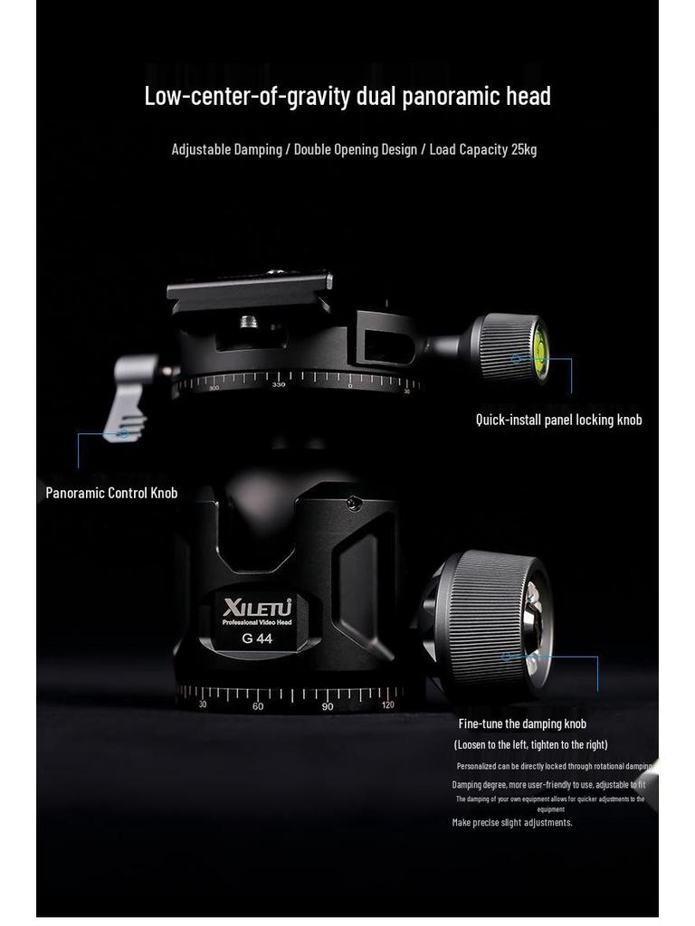 Carbon Fiber Dual-Camera Gimbal Tripod with Monopod & Horizontal Crane Arm for Panorama and DSLR Photography