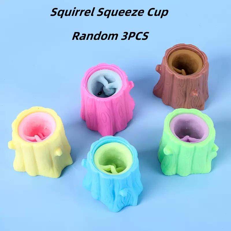 Squirrel Squeeze Toys Evil Squirrel Decompression Squirrel Cup Rubber Fidget Toy Interactive Weird Stress Relief Anxiety Autism