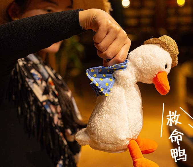 Kiyoraka OK-A01 "Flapping Duck" - A Cute Plush Toy That Repeats What You Say and Shakes Its Head, White