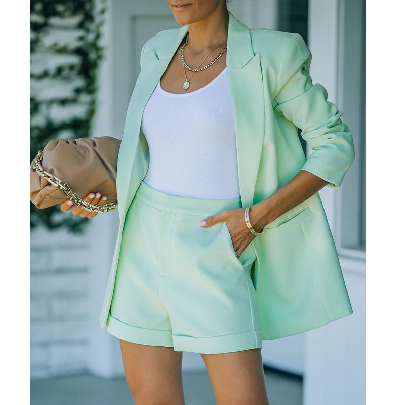 

2024 женский весенне-осенний новый маленький костюм с длинными рукавами для отдыха, OL, темпераментный, профессиональный, облегающий, верхнее пальто 3XL зелёный