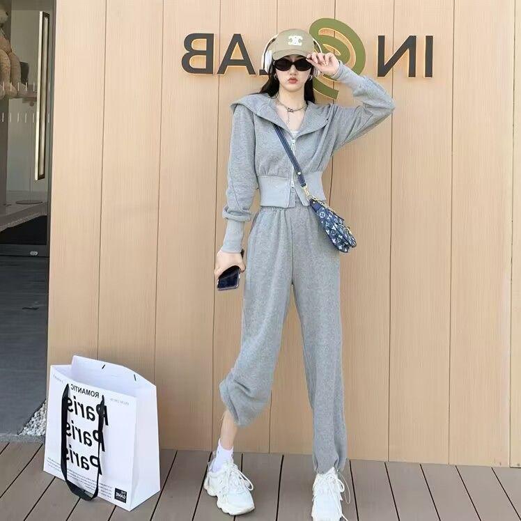 Spring and Autumn Sportswear Fashion Two-piece Women's Temperament Long-sleeved Hooded Sweatshirt Casual Pants Suit