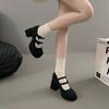 French Versatile Retro Bow Small Leather Shoes Women's 2024 New White Summer Platform Thick Heel High Heel Mary Jane Shoes