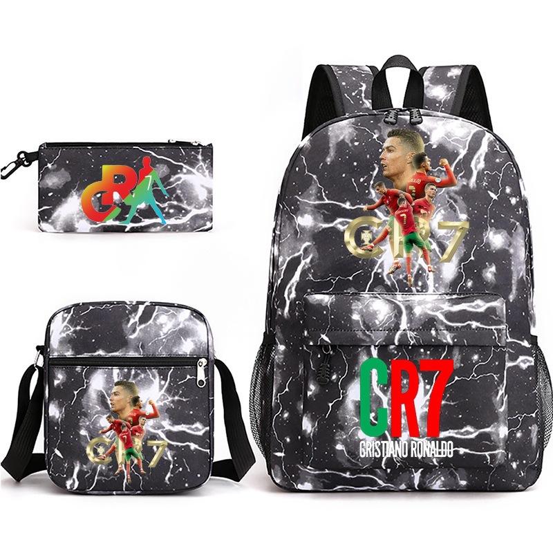 Mochila escolar de gran capacidad con correa para el hombro; set de tres piezas para estuche de lápices de estudiante