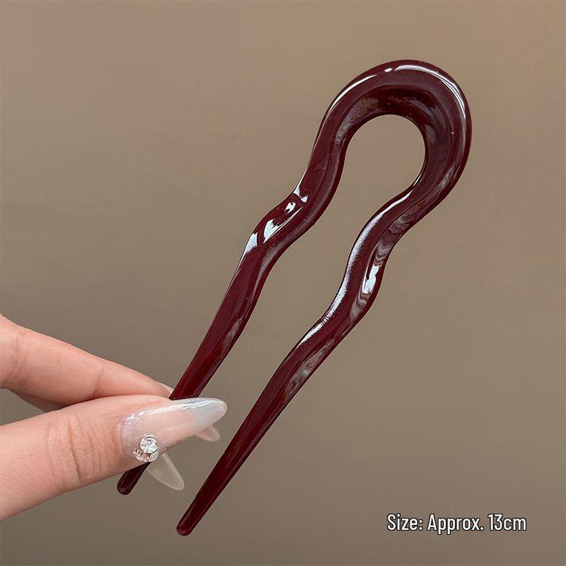 Elegant U-shaped Acrylic Hairpin for Women's Bun - New Chinese Style