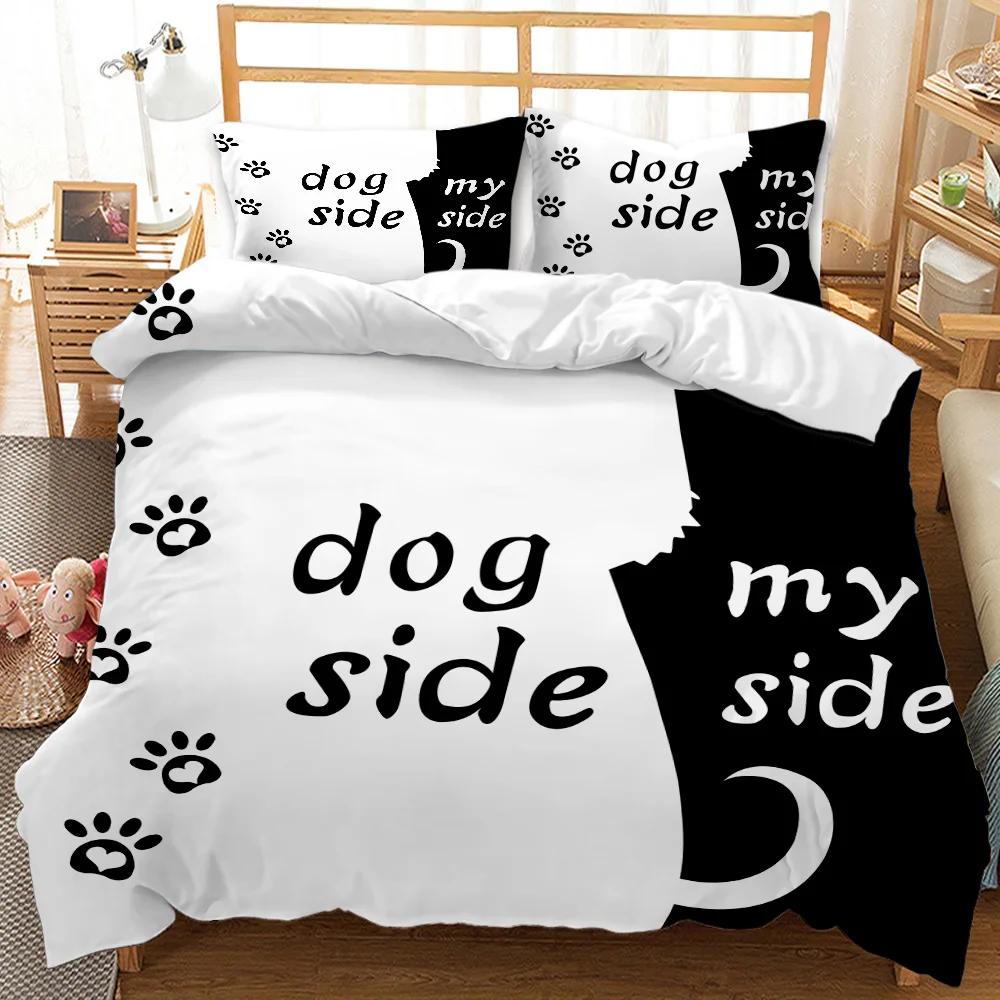 Black and White Duvet Cover Couple Black and White Twin Bedding Set Her Side and His Side Full Queen King Polyester Qulit Cover