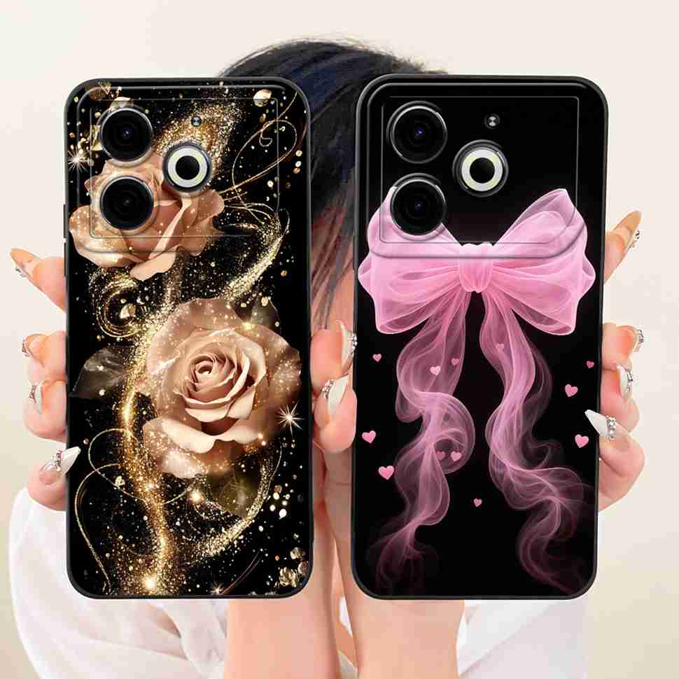 For Tecno Pova 6 Neo Case Pink Cherry Cartoon Silicone Phone Casing Tecno Pova6 Neo 6Neo LI6 Case Protection Back Cover