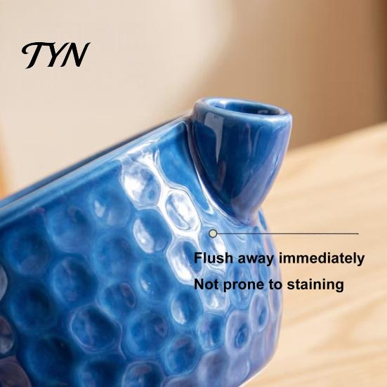 Fruit Vegetable Washer Ceramic Berry Washing Bowl with Drain Holes, Self Spinning Strainer Washer, Swirling Rinsing Colander for