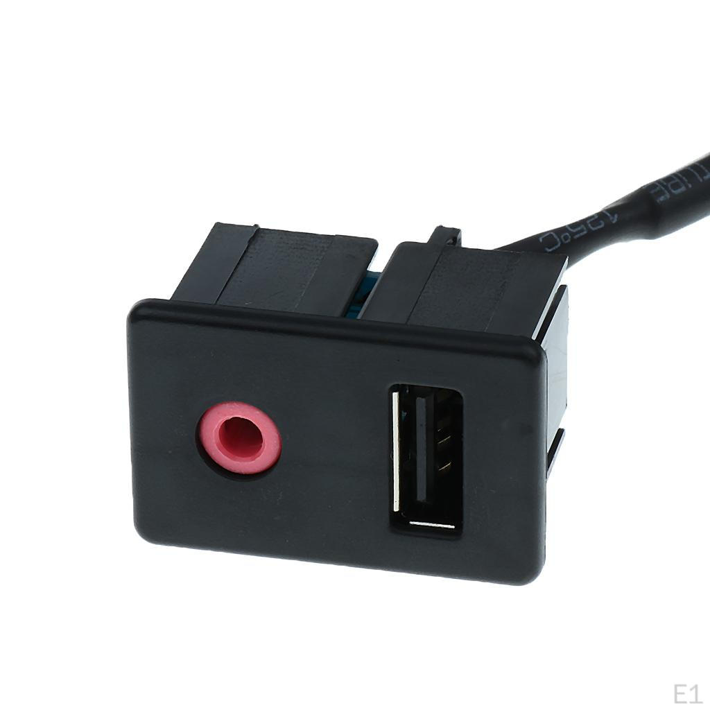 USB AUX Adapter Socket 3.5mm Car Dashboard Extension Cable Connector