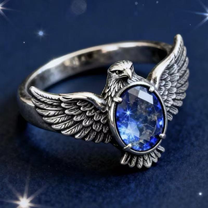 Kreativer Adlerflügel Eingelegter Glänzender Zirkon Fingerring Eleganter Modeschmuck Trendiges Statement-Accessoire für Party Hochzeit Täglich 6 gray