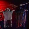 Cloth Halloween Hanging Ghost Skull Funny Halloween Pendant 3 Heads Ghost Skull Ornament  Party
